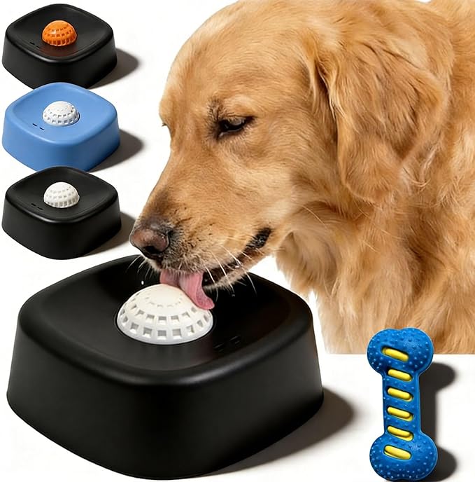2026 Upgraded Slow Feed Liquid Dog Bowls, Anti-Slip Dog Lick Bowl with Roller Ball, Interactive Liquid Treat Dog Bowls, Bone Broth Dog Lick Bowls for Dogs and Cats (Black-A)