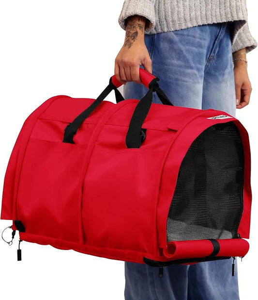 SturdiBag Pro 3.0 Pet Travel Carrier for Cats and Dogs – Soft-Sided with Safety Clips and Seatbelt Straps for Car Travel | XL, Red