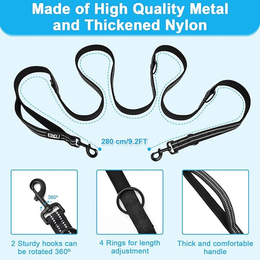 ETACCU Hands Free Dog Leash, Multifunctional Crossbody Dog Leash with Adjustable Length 6-9FT, Tangle Free Reflective Waist Leashs for Medium and Large Dogs