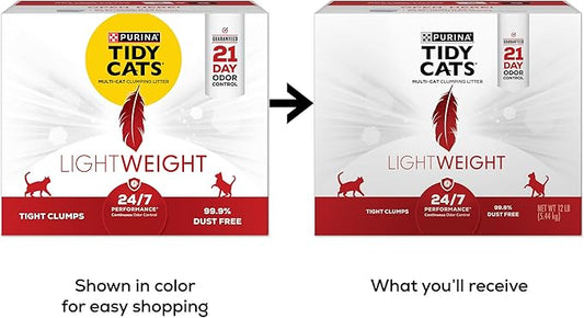 Purina Tidy Cats Lightweight, Low Dust, Clumping Cat Litter Odor Control 24/7 Performance Multi Cat Litter 12 lbs.