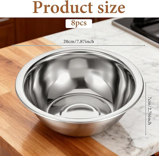 SHENLIU 8 Pack 8" Metal Cat and Dog Bowls, Stainless Steel Food and Water Dish Pet Bowls Replacement for Large Medium Small Dogs, 47 OZ Pet Feed Bowl for Kitten Puppy, Dishwasher Safe