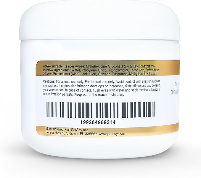 Petscy Keto Skin Travel Wipes - Antiseptic Dog Wipes for Paws, Ears, Facial Folds, Underarms & Other Sensitive Areas for Dogs & Cats – Aloe-Infused, Non-Greasy Formula (Travel)