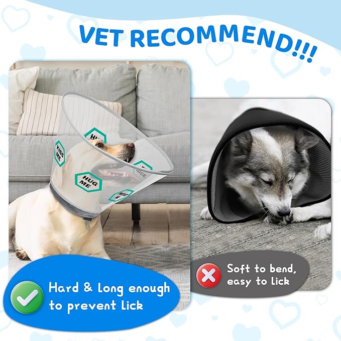 Supet Dog Cone Collar After Surgery to Stop Licking: Adjustable Recovery Elizabeth Collar Alternative for Large Medium Small Dogs, Plastic Pet Head Neck Cone (2XL)