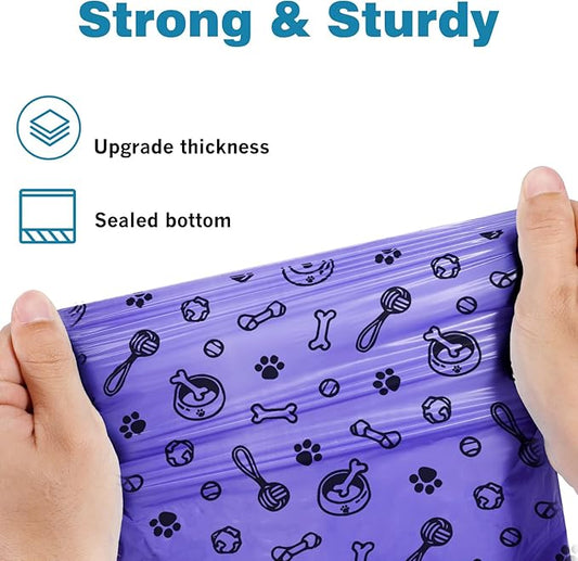 Doggie Poop Bag Rolls: 240 Count Extra Thick Strong Leak Proof Dog Waste Bags with Dispenser | Unscented - Blue