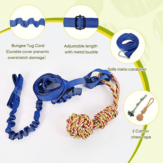 Outdoor Dog Bungee Tug Toy,Interactive Tug of War Toy for Small/Medium/Large Dogs,Tree Tuggerr Toys,Hanging from Tree Toy for Exercise Solo Play (Large)
