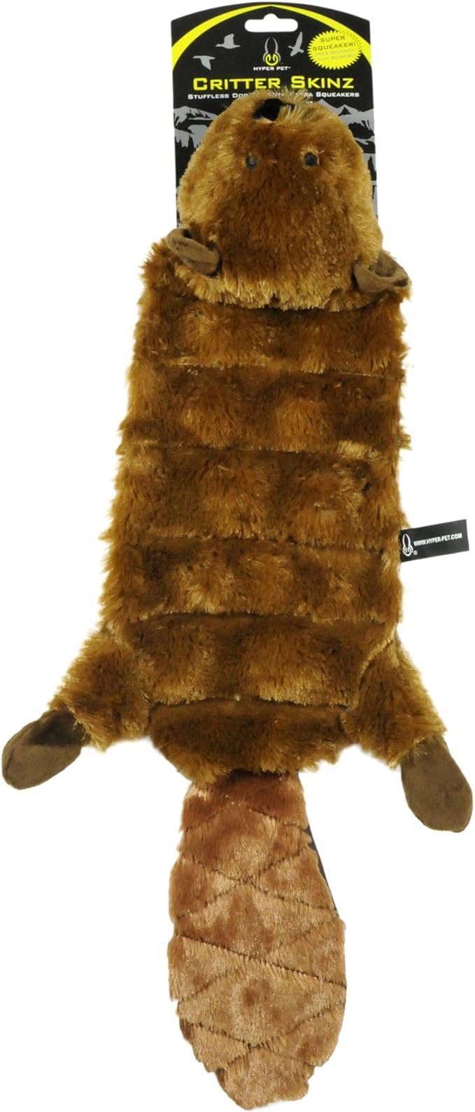 Hyper Pet Skinz Super Squeaker Beaver Stuffing-Free Plush Dog Toy with Squeakers, XL, Brown, Pack of 1