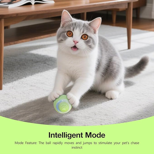 SEALON Electric Interactive Cat Toy Ball,Indoor Cat Play Ball, Suitable for Cats Over 6 Months for Exercise, Weight Loss, and Fun(Green)