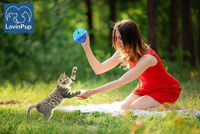 Large Cat Ball Toy with Bell – Interactive Rolling Design for Active Play – Sturdy Plastic Cat Toy Ball that Stays Visible During Play – Pink 1 Pack for Cats, Kittens, and Small Pets