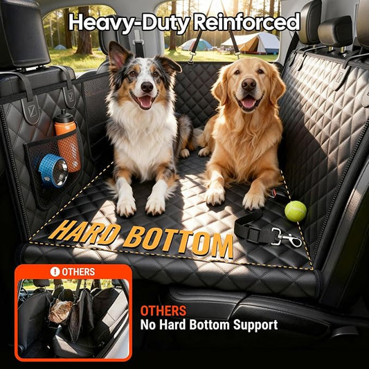 Wigoo Dog Truck Seat Cover for Back Seat, Dog Hammock with Hard Bottom Support (450lbs), Heavy Duty Waterproof Car Bed Extender for 2-4 Large Dogs, Backseat Protector for SUV & Truck, XL Size, Black