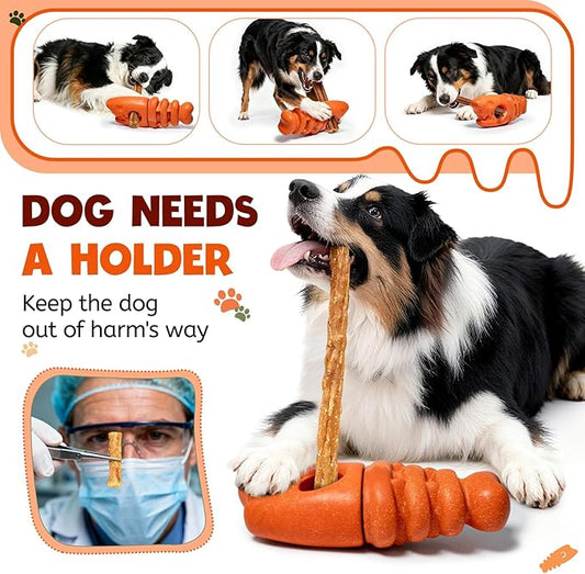 Bully Stick Holder for Aggressive Chewers,Bully Sticks Holder to Prevent Choking,Dog Toys to Keep Them Busy,Dog Chew Holder Fit 0.2-0.79IN Bully Sticks,Gift for Medium/Large Dogs