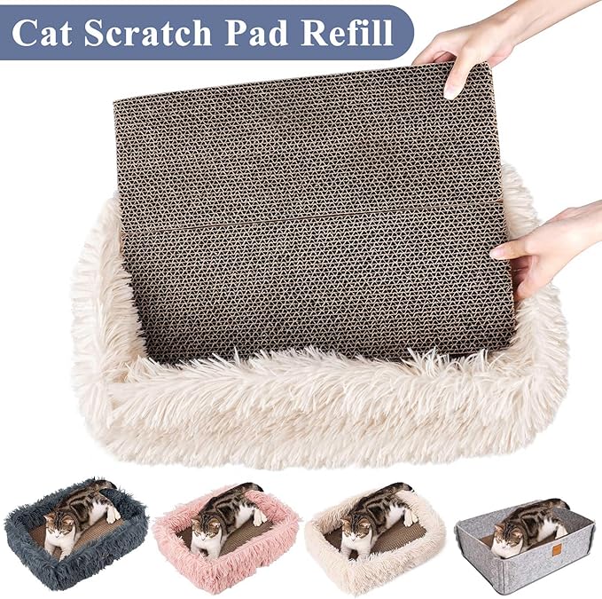 Cat Cardboard Scratcher Refill,Pet Scratch Pad Replacement Reversible Corrugated Board for Cat Box Bed