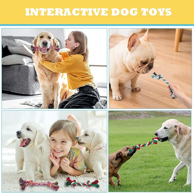 60 Pcs Multi-Color Knot Rope Dog Chew Toys - Bulk Puppy Tug-of-War Toys, Durable Chew Ropes for Small & Medium Dogs, Interactive Pet Play Accessories