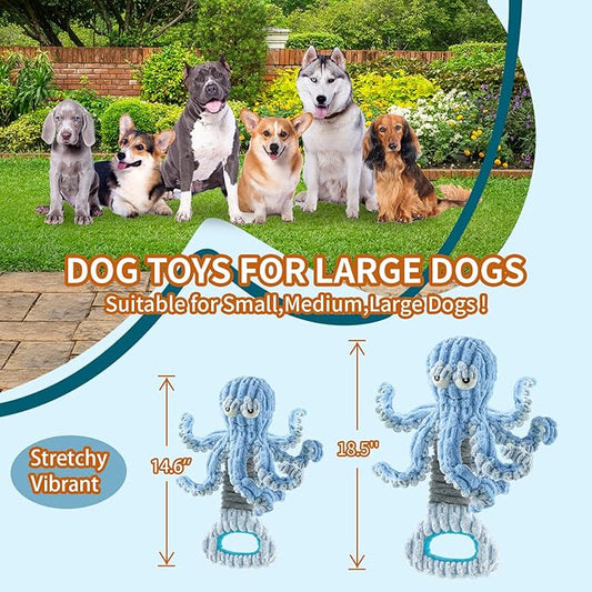 Squeaky Dog Toys, Octopus Dog Toy Interactive Tug of War Puppy Toy to Keep Them Busy(Blue)
