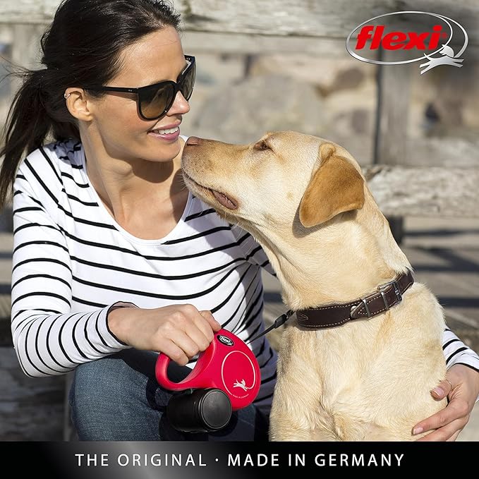 FLEXI New Classic Tape Retractable Dog Leash for Large Dogs Upto 110 lbs. – 26 ft., Black | Tangle Free Pet Walking Leash with One-Handed Brake, Pause, Lock|German Quality Product