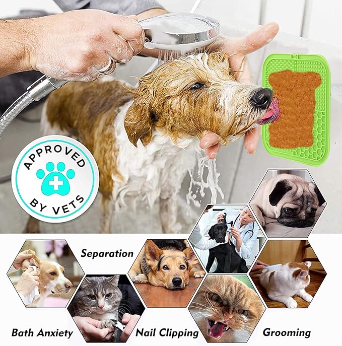 Dog Lick Pad, 2-Pack Large Licking Mat for Dogs, Slow Feeder Dog Licking Mat with Suction Cups. Boredom & Anxiety Reducer, Perfect for Food, Treats, Yogurt, or Peanut Butter.
