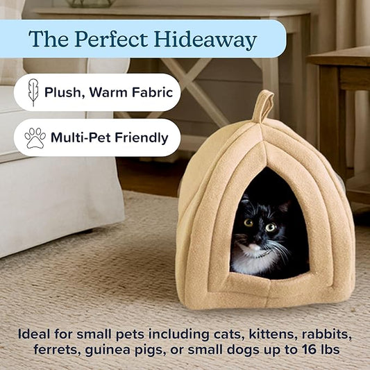 PETMAKER Indoor Cat House with Removable Foam Cushion for Cats, Kittens, Small Dogs & Small Pets, Plush Pet Bed Crate Tent Hideaway with Cozy Soft Interior, Small Animal Sleep & Rest Space