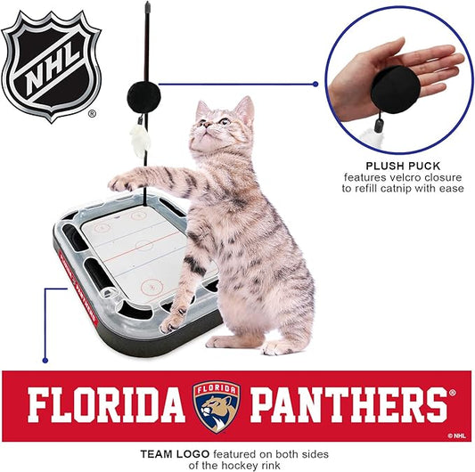 PetsFirst NHL Florida Panthers 5-in-1 Cat Scratcher Toy with Interactive Cat Ball & Bell Tracks