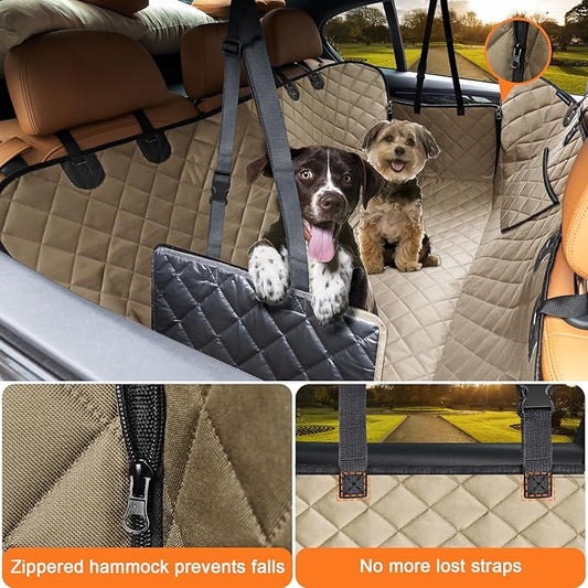 URPOWER Dog Car Seat Cover for Pets 100% Waterproof Seat Cover Hammock 600D Heavy Duty Scratch Proof Nonslip Durable Soft Back Seat Covers for Full Size Trucks
