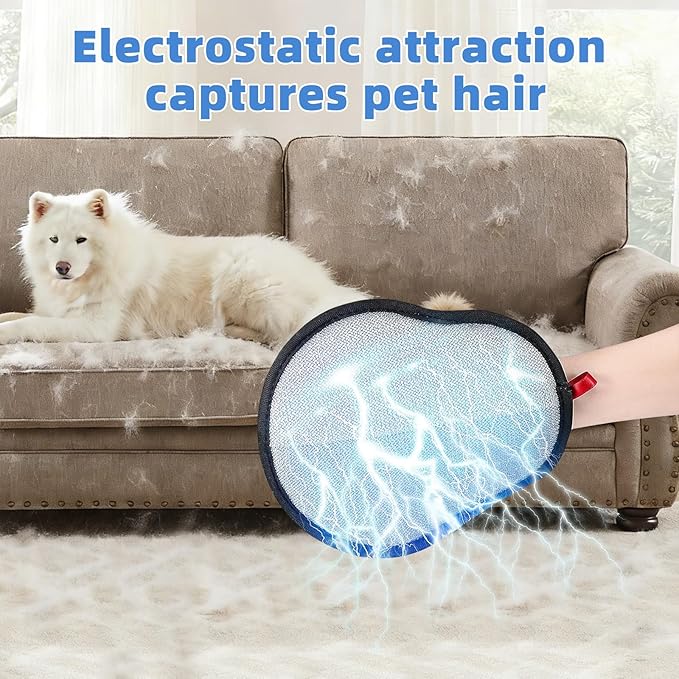Pet Hair Removal Glove for Laundry, Magic Grooming Brush for Dogs Cats, Electrostatic Hair Remover Tool with Five-Finger Design for Couch, Carpet, Clothing, Car Seat Red