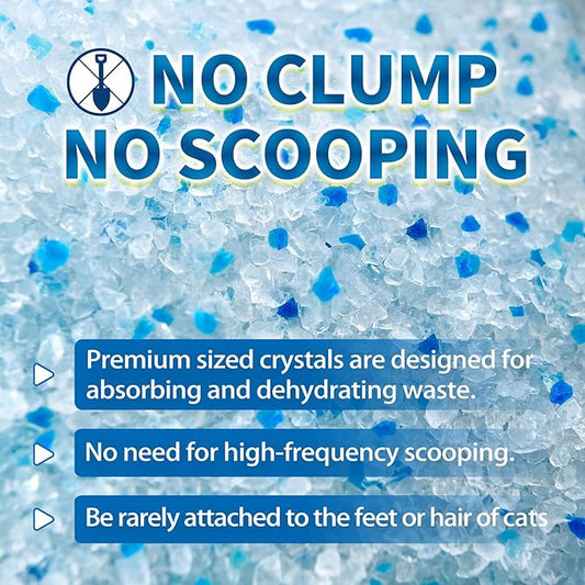 Made4Pets Cat Litter Crystals, Non Clumping Cat Litter Odor Control Kitty Litter Non Clumping No scooping Low Dust, Low Tracking, Lightweight, Dehydrates Waste,– 25.8 lbs (6 x 4.3 lb Packs)