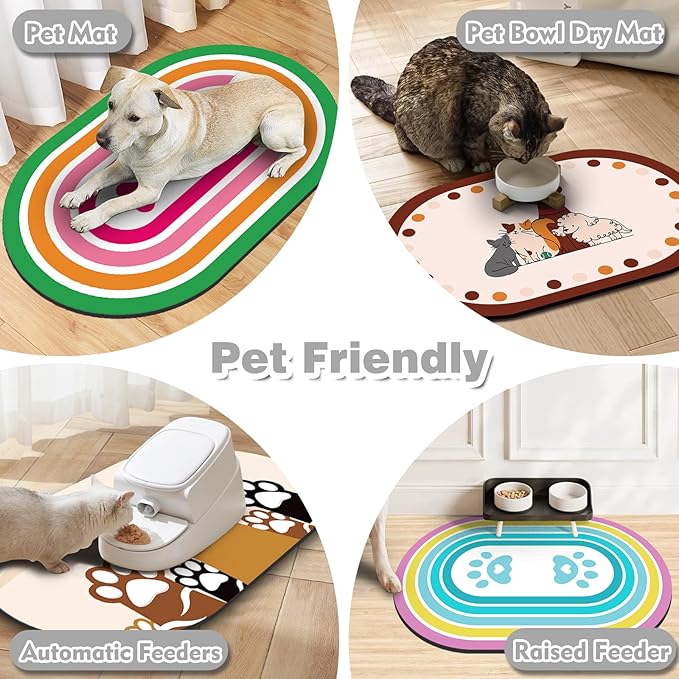 Dog Food Mat 20''x12'', Small Pet Feeding Mat, Non-Slip Rubber Pet Food Mat, Absorbent Cat Dog Water Bowl Mat for Messy Drinkers, Dogs Bowl Placemat for Food and Water, Light Gray