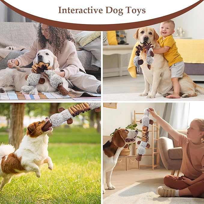 Dog Toys for Large Dog - Plush Squeaky Medium & Small Dog Toys (3pack Monkey & Patypus)