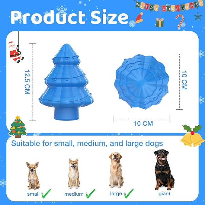 Dog Chew Toy-Tough&Durable Dog Toys for Aggressive Chewers,Christmas Tree Style&Beef Smell Squeaky Chew Toy -for Small Medium and Large Dogs.