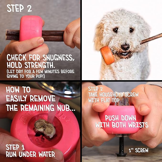Bully Stick Holder - Size Small Interactive Dog Toy, Slow Feeder, Treat Dispenser, Chew Toy and Dog Safety Device