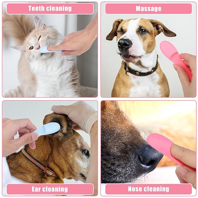 6pcs Cat Chin Brushes, 2025 New Soft Silicone Cleaner Pet Finger Toothbrush Cats Chin Scrubber Tooth Brush Comb in Improved Design for Dogs Pets Facing Cleaning Grooming