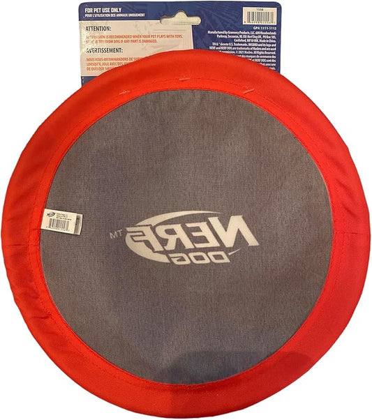 Nerf Dog Nylon Flyer Dog Toy, Flying Disc, Lightweight, Durable and Water Resistant, Great for Beach and Pool, 10 inch Diameter, for Medium/Large Breeds, Red and Black