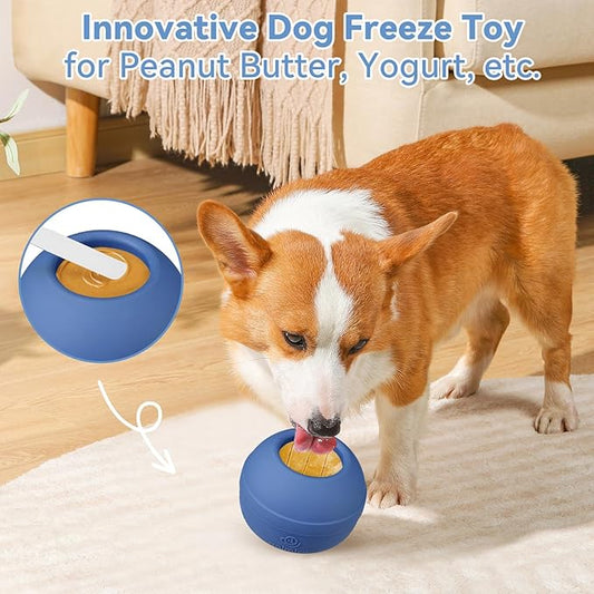 Long-Lasting Interactive Dog Lick Toy, Stuffable Dog Enrichment to Keep Dogs Busy, Wobbly Treat Dispensing Freezable Chew Toys, Food-Grade Safe (Dark Blue,M)