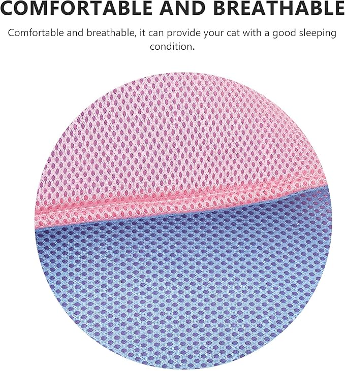 BESTYASH Cat Hammock for Cage Hanging Small Pet Mesh Bed Reversible Breathable Double-Sided Hammock with Hooks for Cats and Small Animals, Size M, Pink Blue