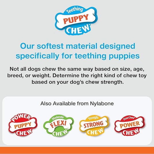 Nylabone Ring Bone Chew Toy for Puppies, Puppy Teething Toys, Puppy Enrichment Toys, Chicken Flavor, X-Small Dogs - Up to 15 lbs, 1 Count (Pack of 2)