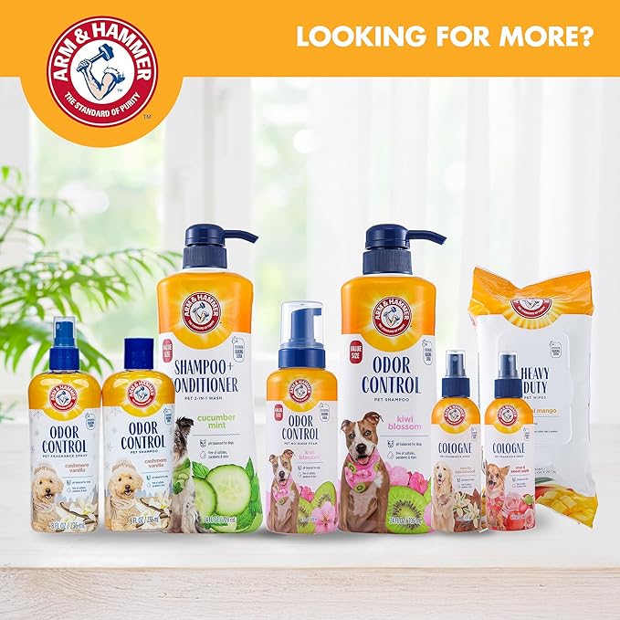 Arm & Hammer Odor Control Pet Deodorizing Set, Holiday Edition: Includes Dog Shampoo, 8FL OZ + Bath Spray, 8FL OZ, Cashmere Vanilla Scent
