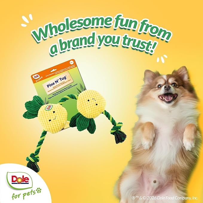 Dole for Pets® Dog Rope Toy with Squeakers, Pineapple Tug of War Dog Toy, Tough Cotton Rope Toys for Dogs, Aggressive Chew Toys for Large Dogs and Medium Dogs