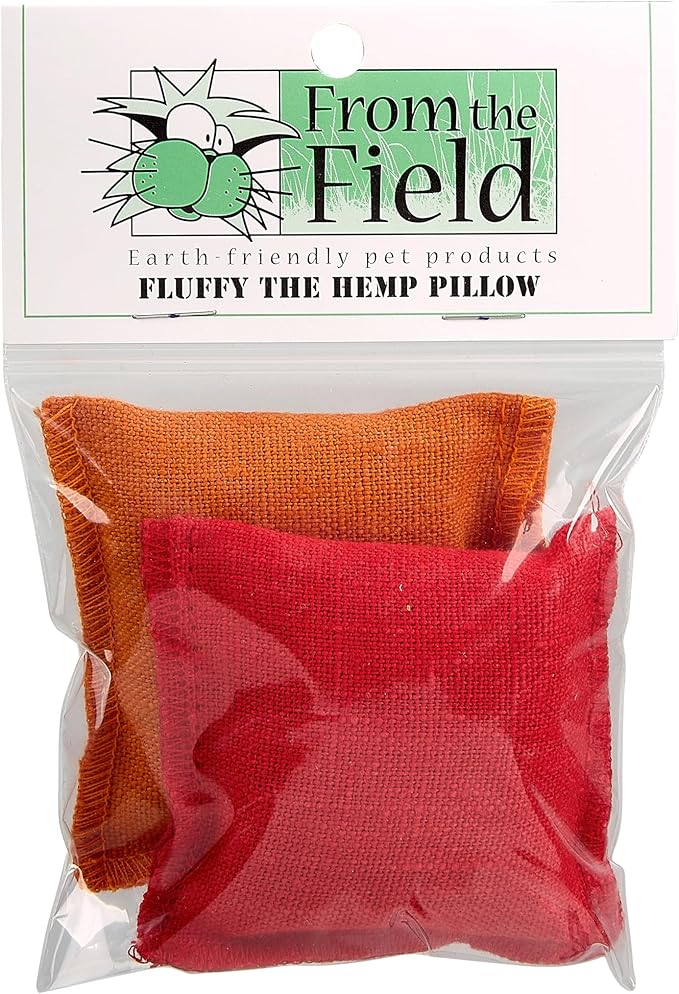 from The Field | 2-Pack Fluffy Hemp Catnip Pillow Toys – Durable, Eco-Friendly, Organic Catnip-Filled Toys for Cats – USA Made, Biodegradable, Natural Hemp Fabric for Safe Play