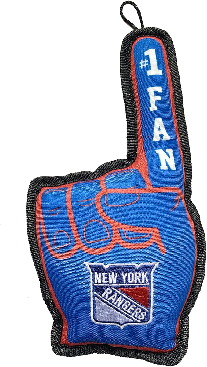 Pets First NHL New York Rangers #1 Fan Toy for Dogs & Cats. Best Tough PET Toy with Inner Squeaker. Number One Premium Dog Toy for Strongest Chewers & Sports Fans, One Size