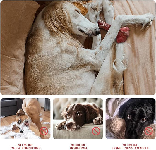 YFL Dog Chew Toys for Aggressive Chewers Large Breed - Tough Rubber Dog Bone with Real Beef Flavor, Durable Puppy Teething Toy for Medium to Large Dogs (L Size)