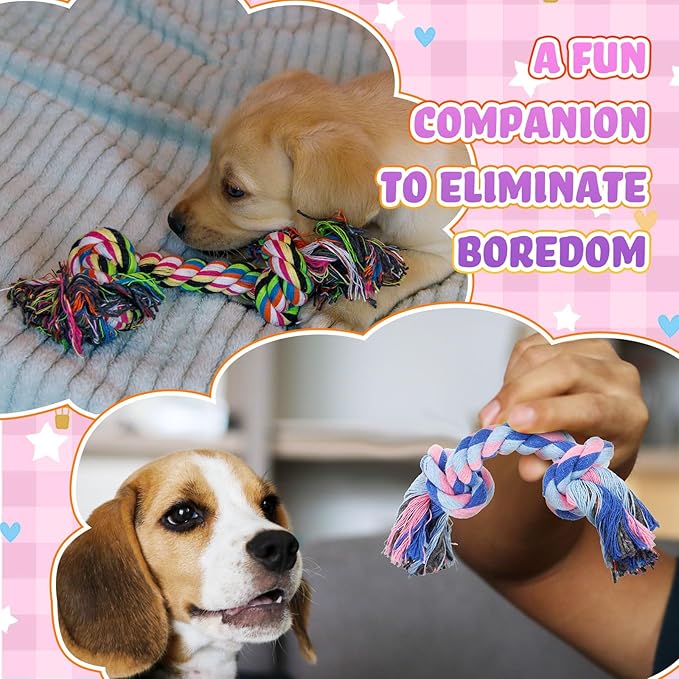 Paterr 12 Pcs Rope Dog Toys Multi Color Puppy Rope Toy Cotton Puppy Toys Dog Chew Puppy Teething Toys for Small and Medium Dogs Puppies