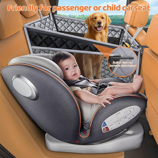 URPOWER Hard Bottom Dog Car Seat for Large Medium Dogs, Dog Back Seat Extender with 3-Sided Hard Boards, Waterproof Pet Backseat Cover Dogs Hammock for Large Cars, Trucks and SUVs, Holds up to 200 lbs