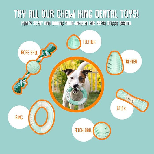 Chew King by Mammoth Dental Dog Toy Collection, Fetch Ball Clinically Proven to Remove Plaque