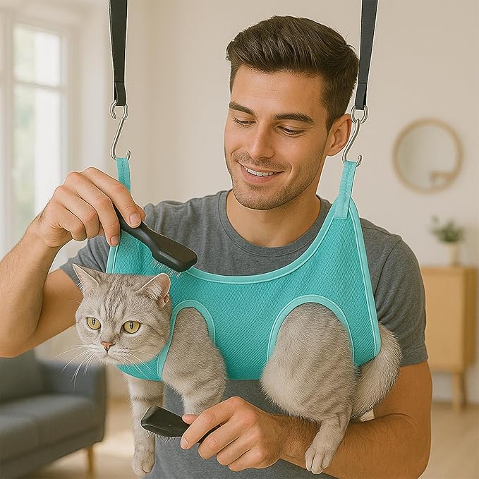 Dog Grooming Hammock for Small Dogs Cat, Relaxation Pet Nail Clipper Hammock, Restraint Dog & Small Animal, Dog Sling for Nail Trimming with Nail Clippers/Trimmer, Nail File, Pet Comb