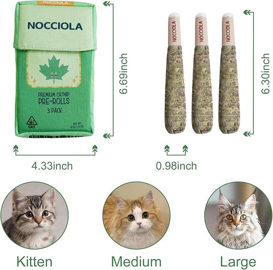 Nocciola 3 Pack Catnip Toys for Cats, Funny Cat Toys Filled with 100% Pure Organic Catnip, Safe Kitten Teething Chew and Kicker Toys