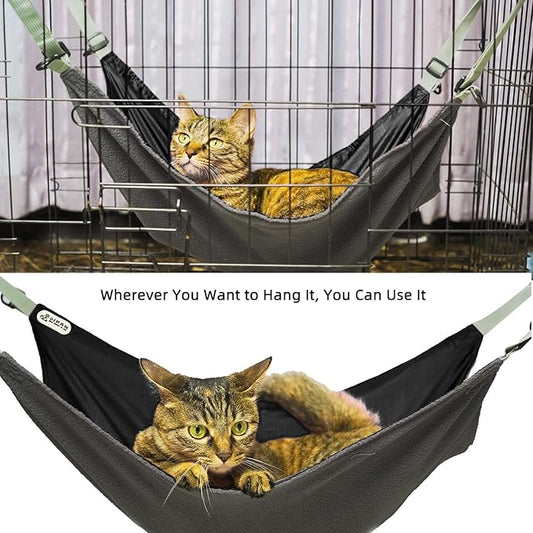 2-Piece Reversible Cat Hammock, Hanging, Washable, Waterproof, Cooling Pad for Cats (Large, BlackRed)