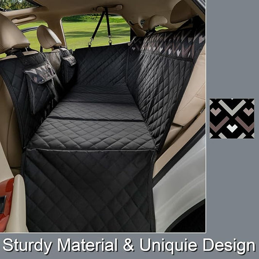 Back Seat Extender, Car Seat Cover for Dogs with Hard Bottom as a Hammock Bridge for Pets Travel, Waterproof Back Protector Fits for Standard Cars & SUVs (Black)