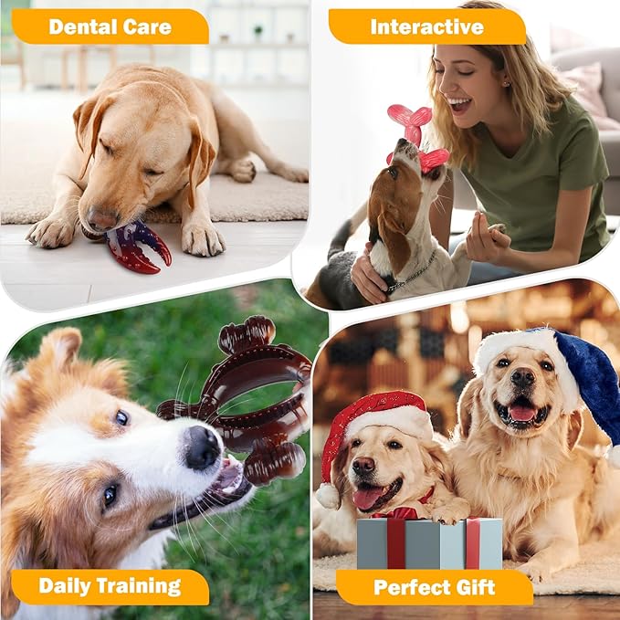 Tough Dog Toys for Aggressive Chewers: 3-Pack of Indestructible Chew Toys, Durable Nylon Dog Bones Toy with 3 Flavors, Suitable for Large Medium Breed, Gifts for Dogs
