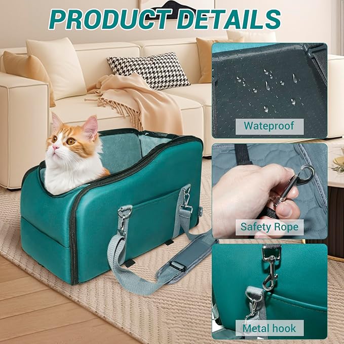 LIWSHWZ Console Dog Car Seat - Portable Travel Dogs Armrest Booster Seat with Absorbent Recyclable Diaper Pad,Dog Seat Belt for Car,Pockets,Zippered Enclosure,for Pets Under 11 lbs