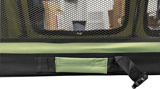 Jeep Portable Travel Crate for Dogs (Rugged Green) Easy Collapsible Soft Sided Kennel Carrier for Pets with Fleece Pad – Gifts for Jeep Owners (32 x 23 x 23 inch - Large)