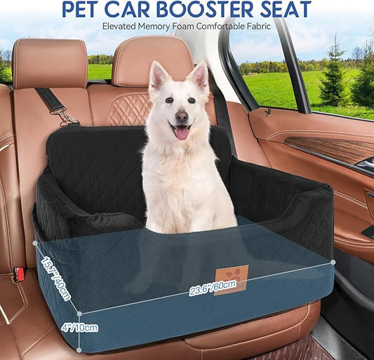 GL GLENSLAVE Dog Car Seat for Medium/Large Dogs,Pet Booster Car Seats for Under 50lbs or 2 Small Dogs, Detachable and Washable Pet Bed,Multi-Functional Travel Dog Bed(Black)