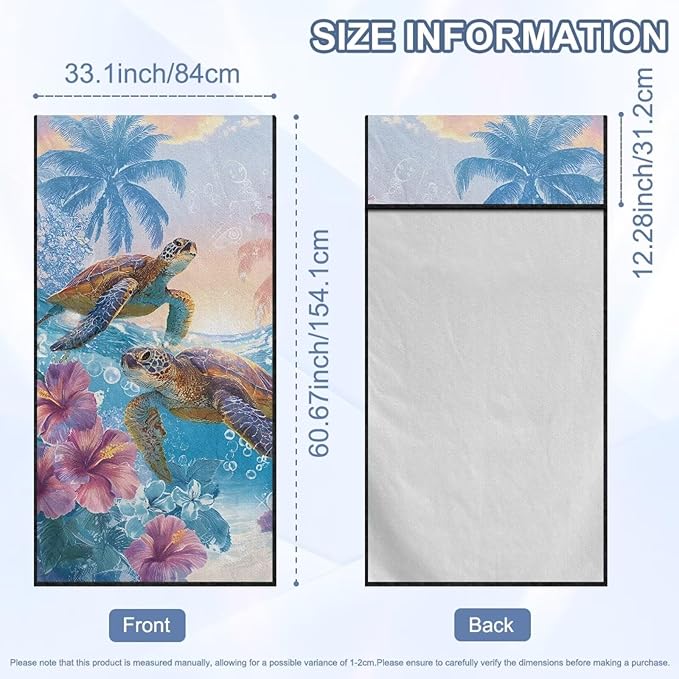 SEANATIVE Sports Towel Seat Covers for Cars - Quick-Dry Sweat Towels for Gym, Hiking & Beach with Anti-Scratch Design (Machine Washable, Universal Fit), Hawaii Sea Turtle Pattern